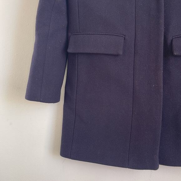 J. Crew Cocoon Stadium Cloth wool blend full zip mock neck midi coat sz 0 - Picture 4 of 6